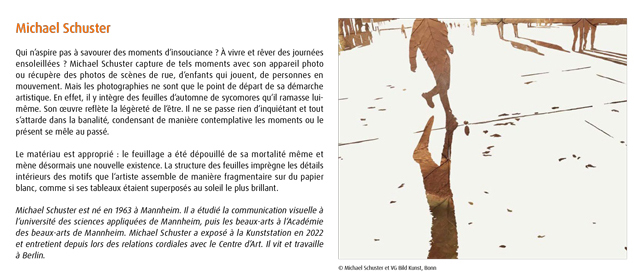 Michael Schuster est l'un des artistes de l'exposition collective. Moments est le titre de l'exposition qui se tiendra à Arles du 28 septembre au 04 novembre 2024